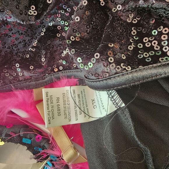 Weissman Black & Pink Sequin, Tulle, & Feather Dance Costume (XL) - Picture 4 of 4